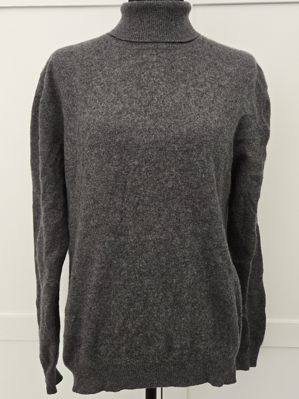 JM Collection 100% Cashmere Charcoal Grey Turtleneck Long Sleeve Sweater Large